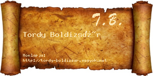 Tordy Boldizsár névjegykártya